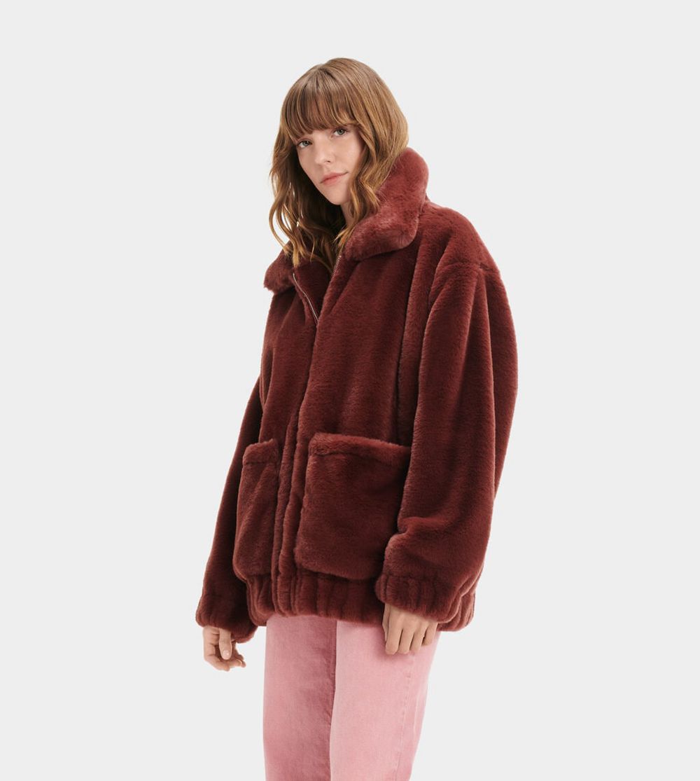 Ugg Jackets Canada - Ugg Women's Kianna Faux Fur Maroon